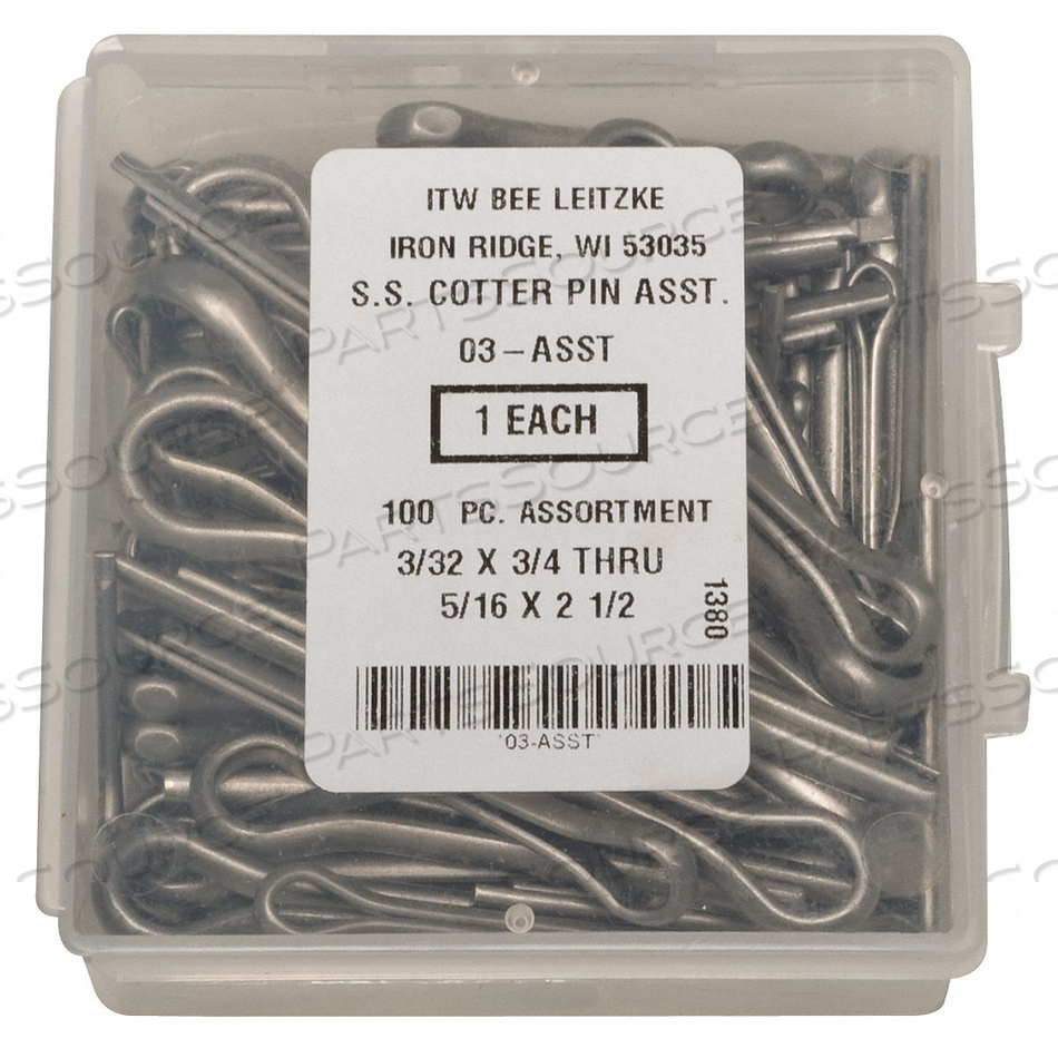 COTTER PIN ASST 18-8 100 PCS 14 SIZES by ITW