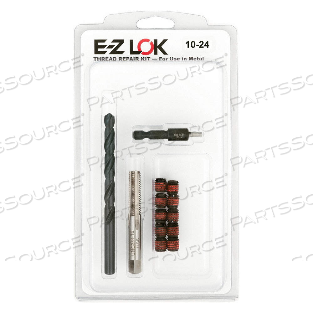 SELF LOCKING THREAD INSERT, STD WALL, #10-24 INT THRD SZ, 3/8"-16 EXT THRD SZ, STEEL by E-Z Lok