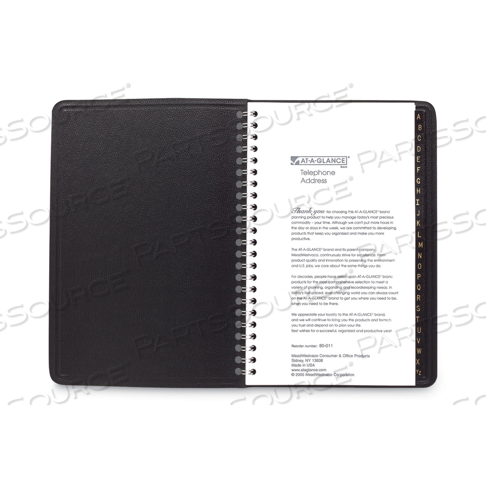 TELEPHONE/ADDRESS BOOK, 4.78 X 8, BLACK SIMULATED LEATHER, 100 SHEETS by At-A-Glance TELEPHONE/ADDRESS BOOK, 4.78 X 8, BLACK SIMULATED LEATHER, 100 SHEETS by At-A-Glance