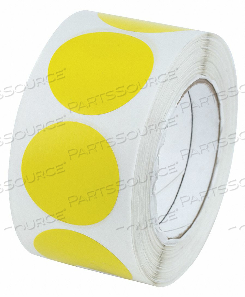 FLOOR MARKING TAPE, CIRCLE, SOLID, YELLOW, NO LEGEND, 2 IN X 2 IN, 5 MIL TAPE THICK, by Harris FLOOR MARKING TAPE, CIRCLE, SOLID, YELLOW, NO LEGEND, 2 IN X 2 IN, 5 MIL TAPE THICK, by Harris