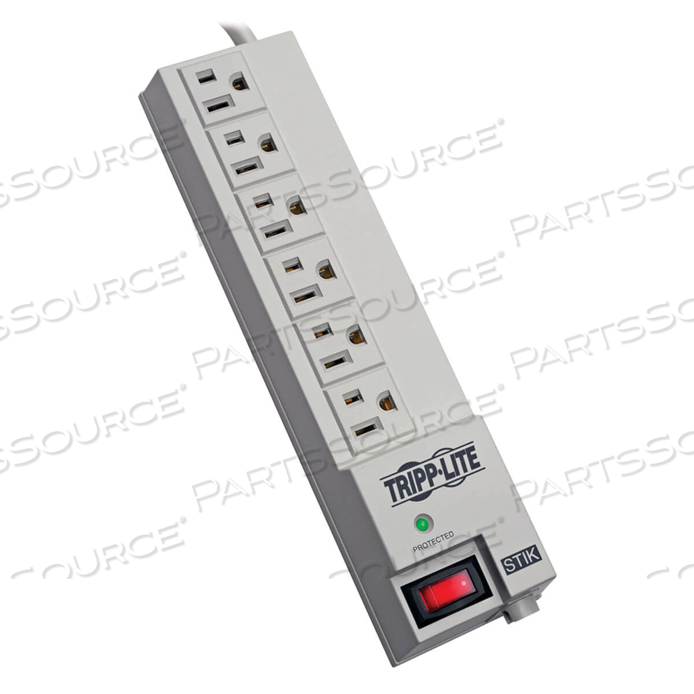 SURGE PROTECTOR POWER STRIP 120V RT ANGLE 6 OUTLET 6' CORD 540 JOULE - SURGE PROTECTOR - 120 V - OUTPUT CONNECTORS: 6 - WHITE 