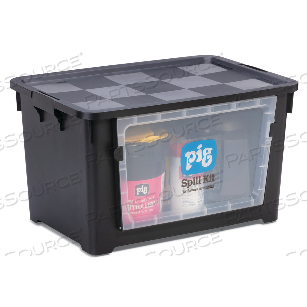 PIG BATTERY ACID-NEUTRALIZING SPILL KIT IN SEE-THRU BIN by New Pig Corporation