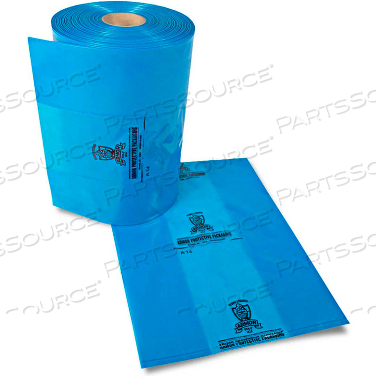POLY VCI GUSSETED BAGS 12" X 10" X 22" 2.5 MIL BLUE 500 BAGS PER ROLL by Armor Protective Packaging