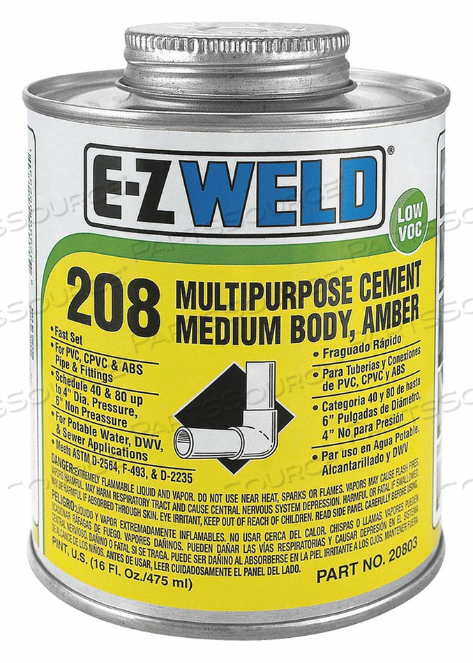 CEMENT 8 OZ AMBER PVC CPVC ABS by E-Z Weld
