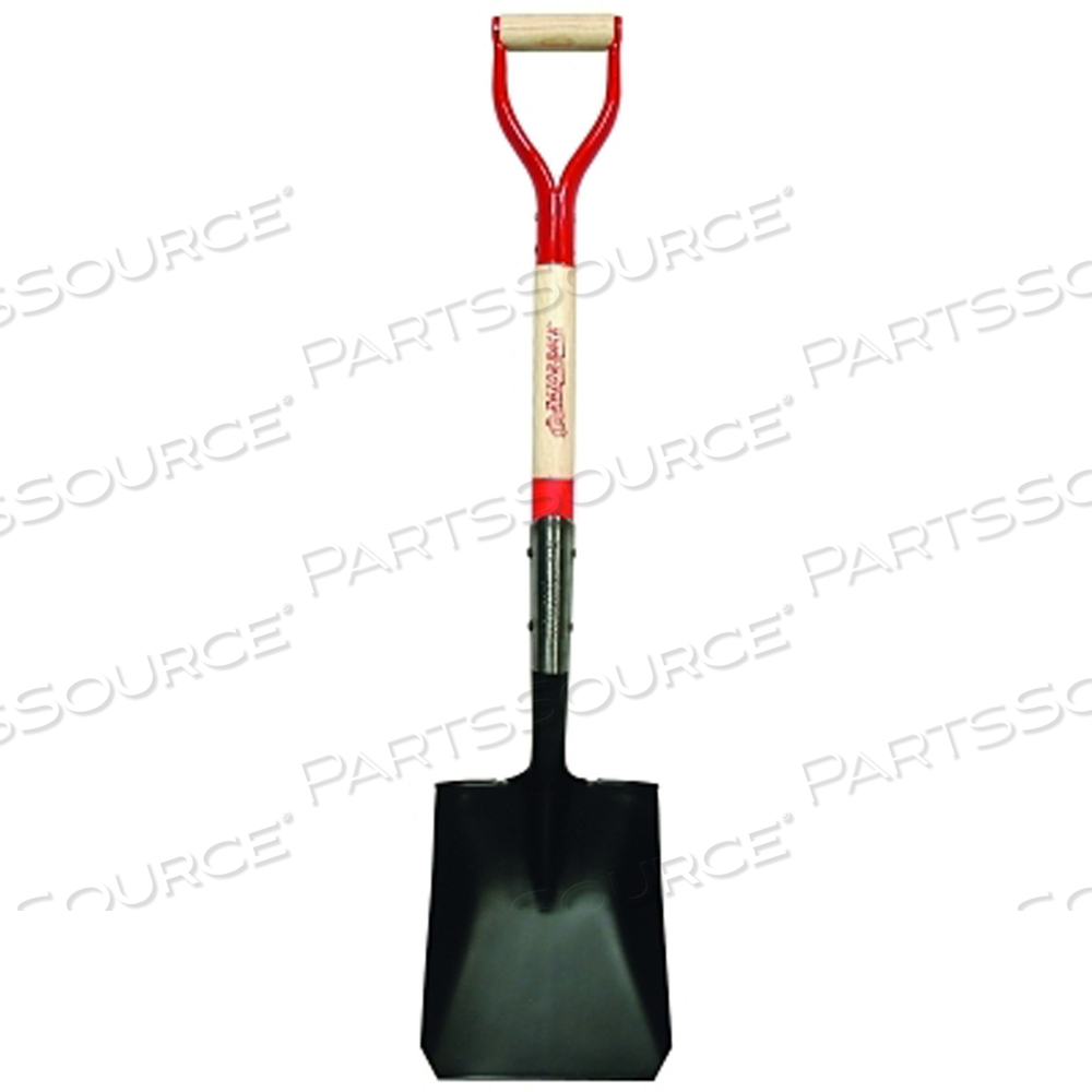 SQUARE POINT TRANSFER SHOVEL, 12 IN L X 9.5 IN W BLADE, 30 IN NORTH AMERICAN HARDWOOD STEEL/WOOD D-GRIP HANDLE by Razor-Back