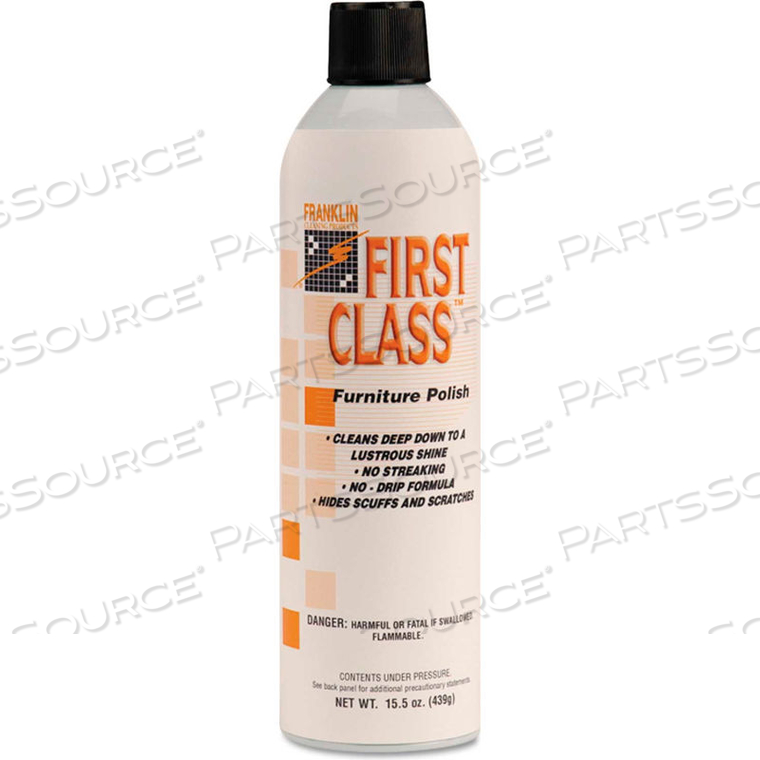 FIRST CLASS FURNITURE POLISH, LEMON, 15.5 OZ. AEROSOL CAN, 12 CANS - F801015 