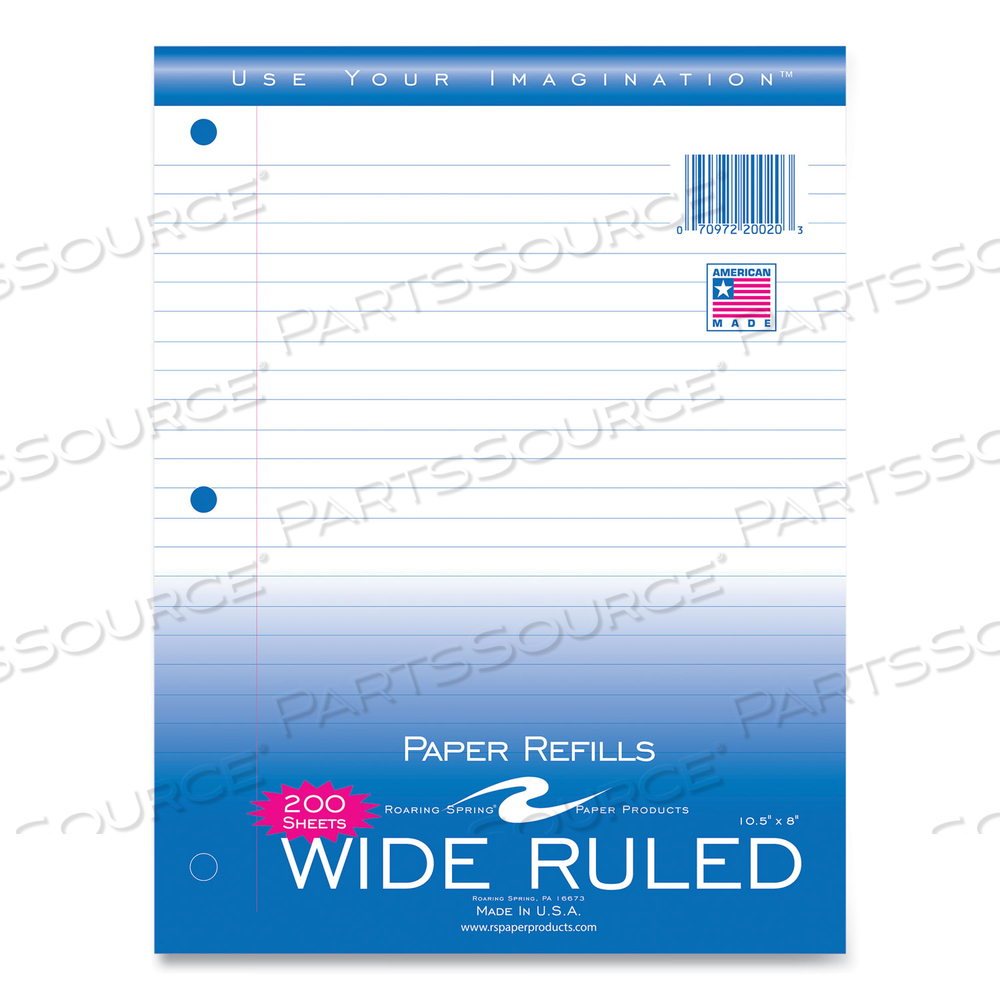 NOTEBOOK FILLER PAPER, 3-HOLE, 8 X 10.5, WIDE/LEGAL RULE by Roaring Spring Paper Products