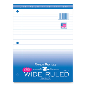 NOTEBOOK FILLER PAPER, 3-HOLE, 8 X 10.5, WIDE/LEGAL RULE, 200/PACK by Roaring Spring Paper Products