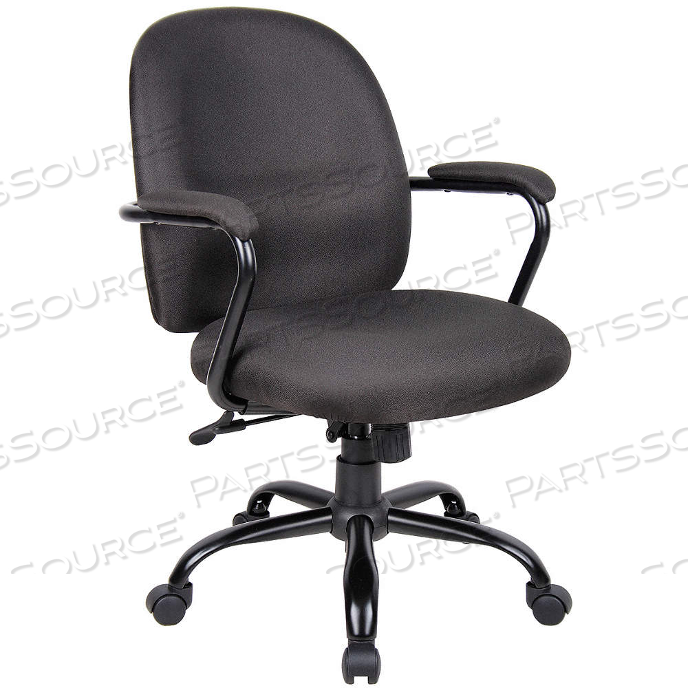 OFFICE CHAIR, BLACK, FABRIC MATERIAL, 21 IN BACK HT, 20 IN SEAT WD, BLACK FRAME by Approved Vendor
