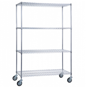 MOBILE LINEN CART WITH 4 WIRE SHELVES, 48"L X 18"W X 78"H by R&B Wire Products, Inc.