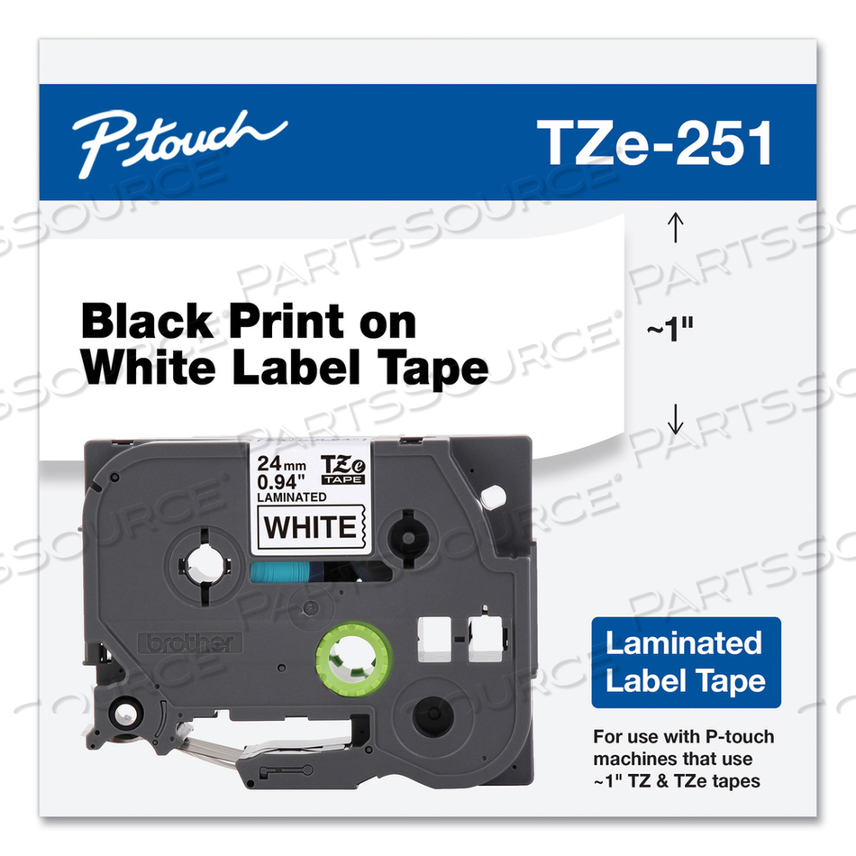 TZE STANDARD ADHESIVE LAMINATED LABELING TAPE, 0.94" X 26.2 FT, BLACK ON WHITE by Brother TZE STANDARD ADHESIVE LAMINATED LABELING TAPE, 0.94" X 26.2 FT, BLACK ON WHITE by Brother