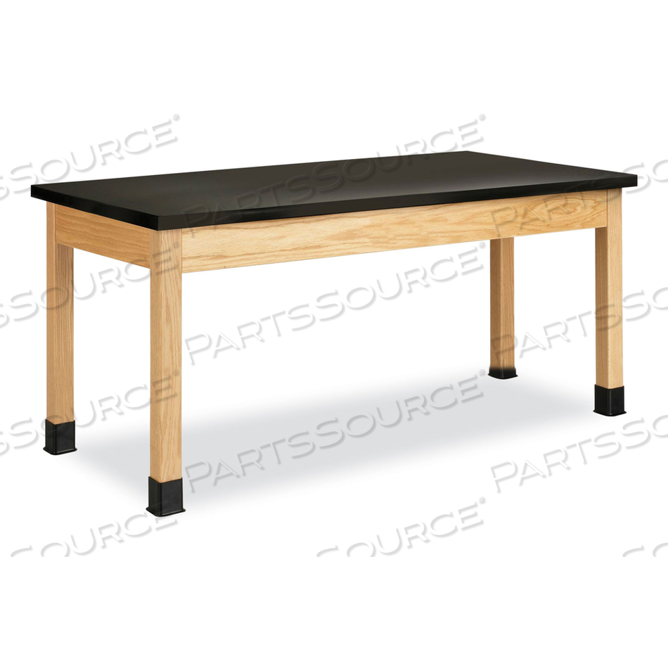 CLASSROOM SCIENCE TABLE, 72W X 24D X 30H, BLACK EPOXY RESIN TOP, OAK BASE 