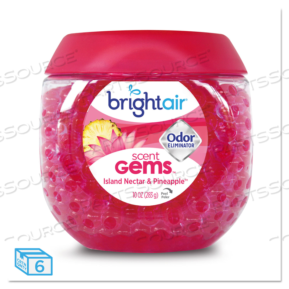 SCENT GEMS ODOR ELIMINATOR, ISLAND NECTAR AND PINEAPPLE, PINK, 10 OZ JAR, 6/CARTON 