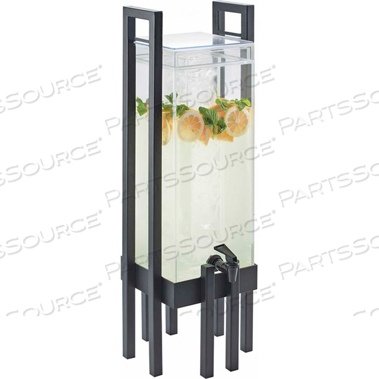 ONE BY ONE ACRYLIC BEVERAGE DISPENSER W/ICE CHAMBER SLV FRAME 9"W X 9"D X 28-1/2"H 