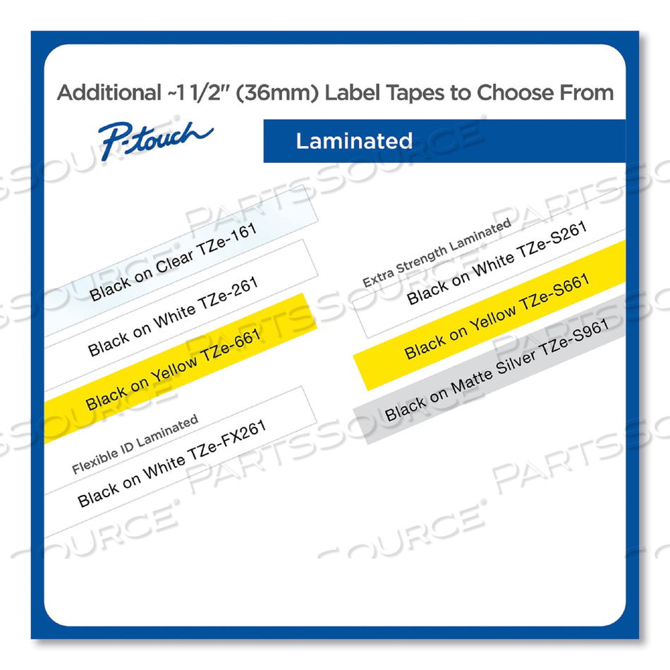 TZE STANDARD ADHESIVE LAMINATED LABELING TAPE, 1.4" X 26.2 FT, BLACK ON WHITE by Brother