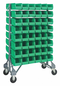 MOBILE BIN RAIL FLOOR RACK 96 BINS GREEN by Quantum Storage Systems