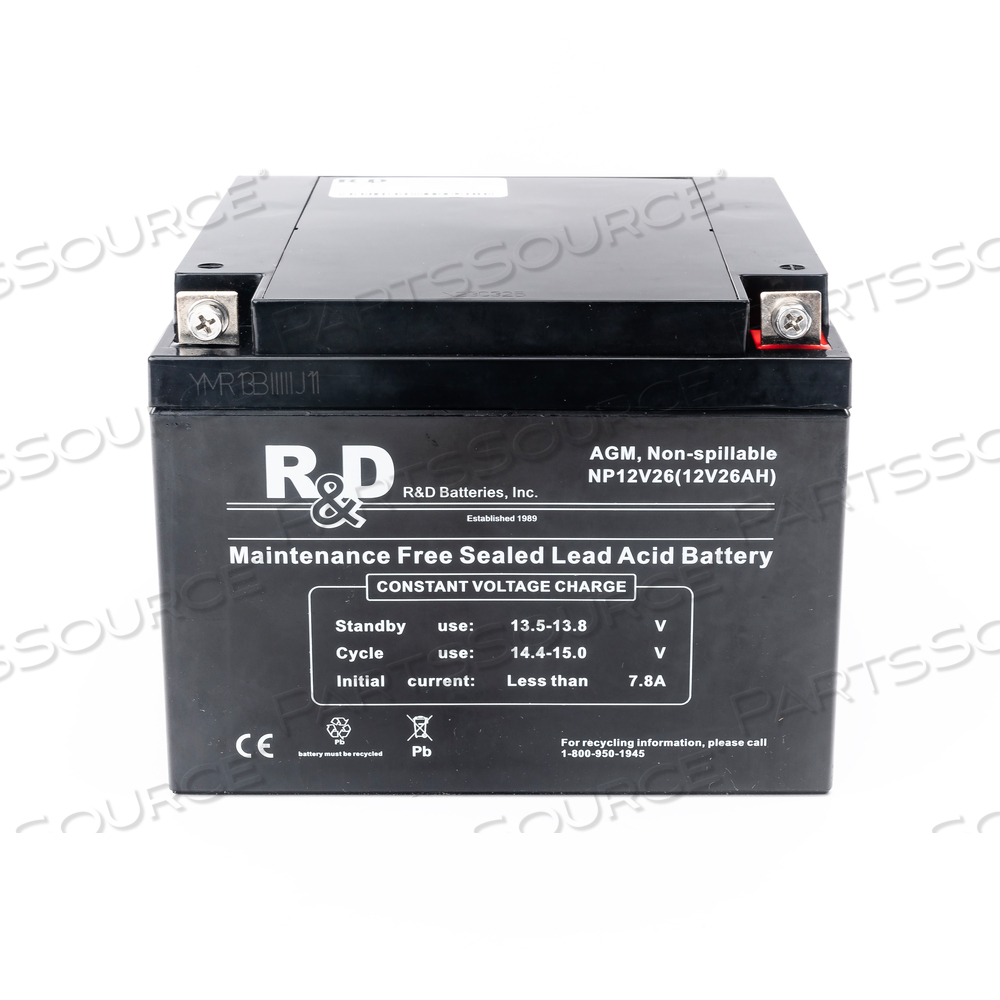 12 VOLT 26.0AH SLA-BOLT BATTERY by R&D Batteries, Inc.