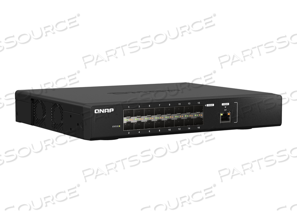 QSW-M5216-1T, SWITCH, MANAGED, 16 X 25 GIGABIT SFP28 + 1 X 10 GIGABIT ETHERNET, RACK-MOUNTABLE by QNAP Security