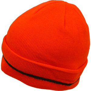 HI-VISIBILITY SAFETY BEANIE HAT WITH REFLECTIVE WOVEN STRIPE, ORANGE, ONE SIZE by Petra Roc Inc HI-VISIBILITY SAFETY BEANIE HAT WITH REFLECTIVE WOVEN STRIPE, ORANGE, ONE SIZE by Petra Roc Inc