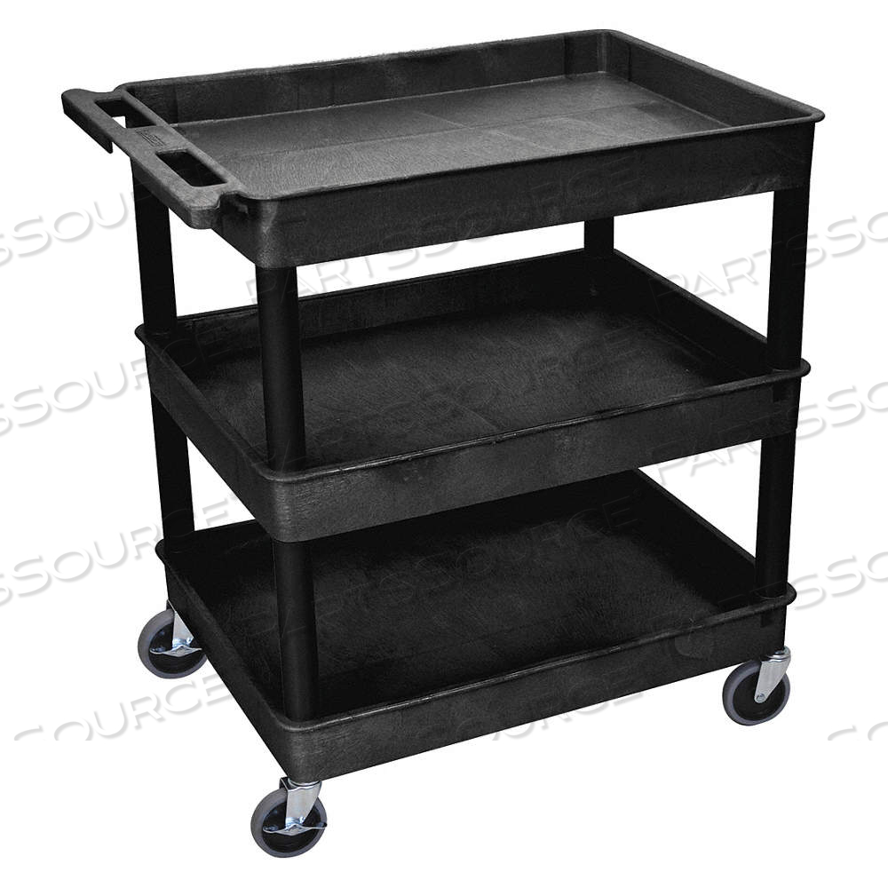 UTILITY CART WITH DEEP LIPPED PLASTIC SHELVES, 400 LB LOAD CAPACITY, 32 IN X 24 IN by Approved Vendor