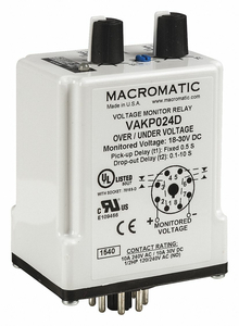 VOLTAGE SENSOR RELAY 24VDC 10A@240V DPDT by Macromatic