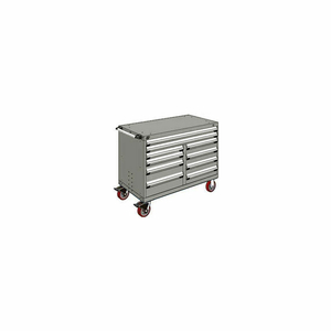 METAL 10 DRAWER MOBILE MULTI-DRAWER CABINET - 48"WX27"DX37-1/2"H LIGHT GRAY by Rousseau Metal Inc.