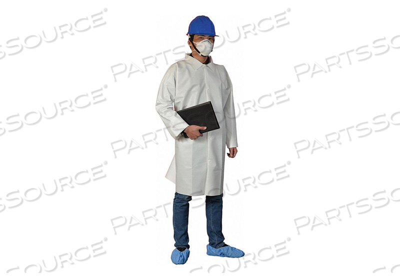 DISPOSABLE LAB COAT, ANTI-STATIC NO, ATTACHED HOOD NO, CHEST SIZE - MAXIMUM 48 3/4 IN, CLEAN PROCESS STATUS NOT CLEAN PROCESSED, CLOSURE TYP by Condor