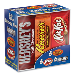 FULL SIZE CHOCOLATE CANDY BAR VARIETY PACK, ASSORTED 1.5 OZ BAR, 18 BARS/BOX by Hershey's