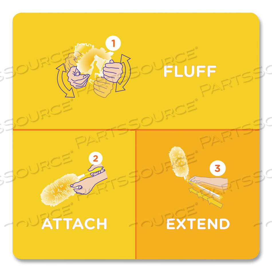 HEAVY DUTY DUSTERS STARTER KIT, HANDLE EXTENDS TO 3 FT, 1 HANDLE WITH 12 DUSTER REFILLS by Swiffer HEAVY DUTY DUSTERS STARTER KIT, HANDLE EXTENDS TO 3 FT, 1 HANDLE WITH 12 DUSTER REFILLS by Swiffer