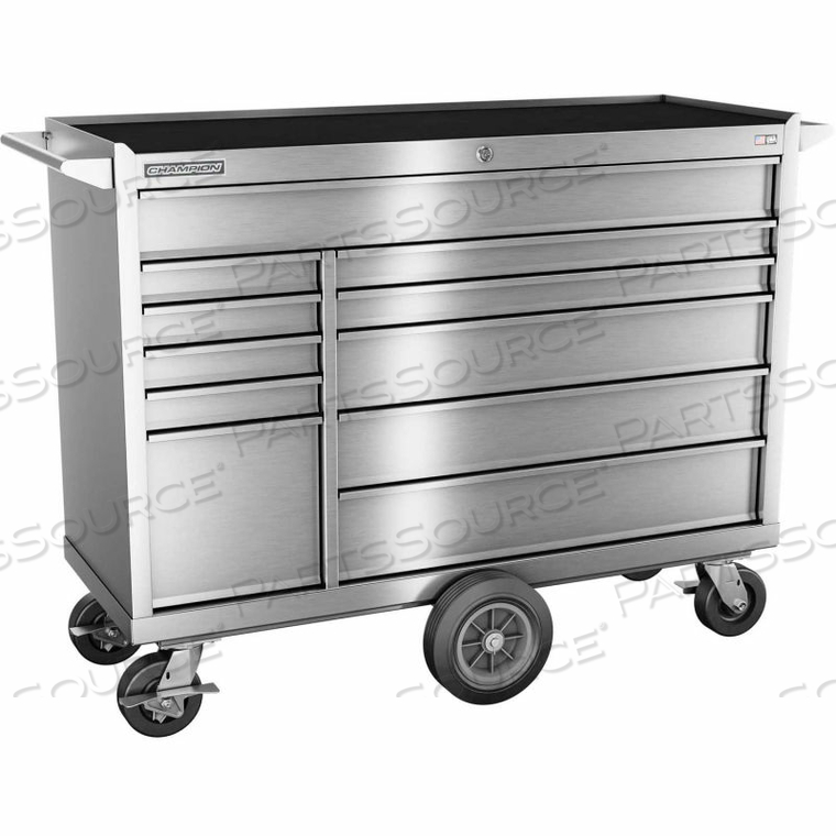 CHAMPION FMPRO ALL STAINLESS STEEL 54"WX20-1/4"DX43-1/8"H 11 DRAWER ROLLER CABINET by Independent Design Inc CHAMPION FMPRO ALL STAINLESS STEEL 54"WX20-1/4"DX43-1/8"H 11 DRAWER ROLLER CABINET by Independent Design Inc