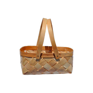 16 QUART 16-3/4" X 10-1/2" WOOD BASKET WITH TWO WOOD HANDLES 10 PC - HONEY STAIN by Texas Basket Co.