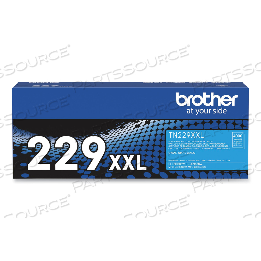 TN229XXLC SUPER HIGH-YIELD TONER, 4,000 PAGE-YIELD, CYAN by Brother