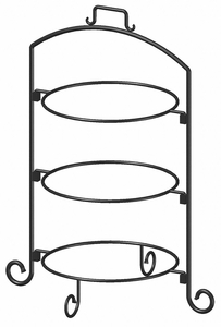 ROUND PLATE STAND BLACK IRON 3 TIER 12IN by ITI