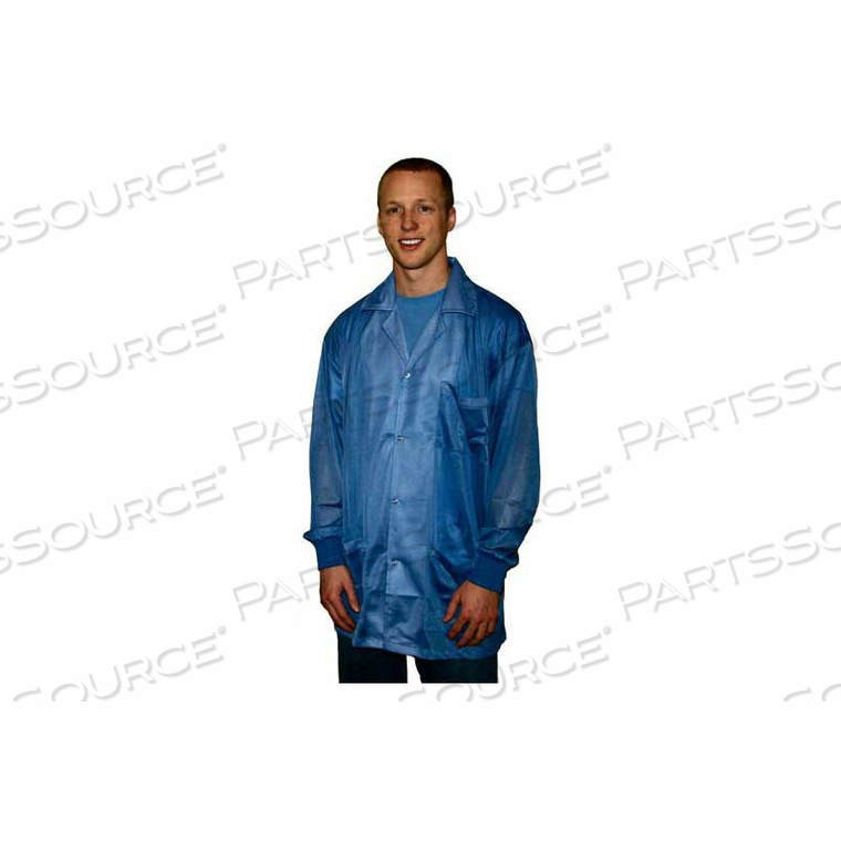 ESD JACKET, COLLARED, SNAP CUFF, LIGHT BLUE, LARGE by Transforming Technologies LLC