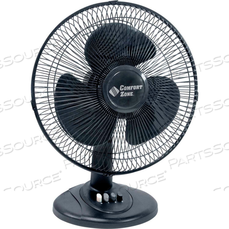 OSCILLATING TABLE FAN 3 SPEED 12" BLACK 