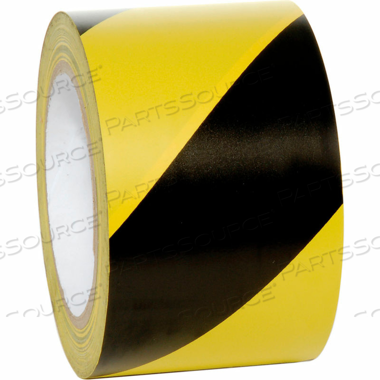 STRIPED HAZARD WARNING TAPE, YELLOW/BLACK, 3"W X 108'L, 1 ROLL 