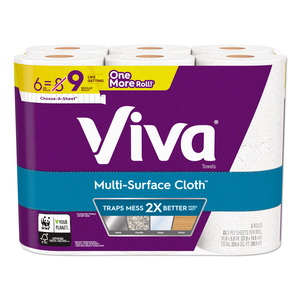 MULTI-SURFACE CLOTH CHOOSE-A-SHEET KITCHEN ROLL PAPER TOWELS 2-PLY, 11 X 5.9, WHITE, 83/ROLL, 6 ROLLS/PACK, 4 PACKS/CARTON by Viva