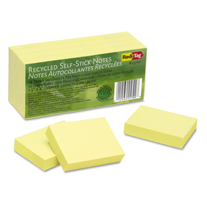 100% RECYCLED SELF-STICK NOTES, 1.5" X 2", YELLOW, 100 SHEETS/PAD, 12 PADS/PACK by Redi-Tag