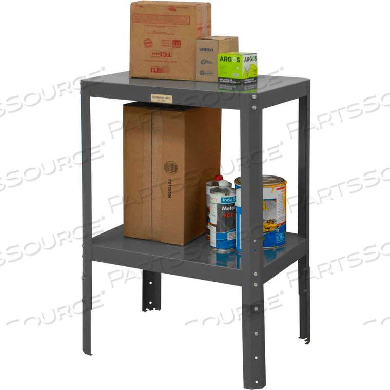 MACHINE TABLE - ADJUSTABLE HEIGHT, LOCKING DRAWER, 2 SHELVES - 48-1/8"W X 24-1/8"D X 36-1/8"H 