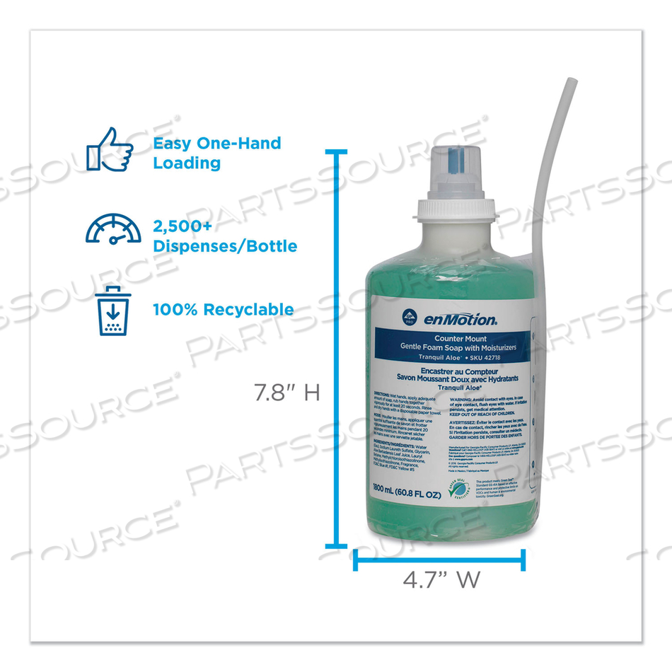 GP ENMOTION COUNTER MOUNT FOAM SOAP REFILL, TRANQUIL ALOE, 1,800 ML by Georgia-Pacific GP ENMOTION COUNTER MOUNT FOAM SOAP REFILL, TRANQUIL ALOE, 1,800 ML by Georgia-Pacific