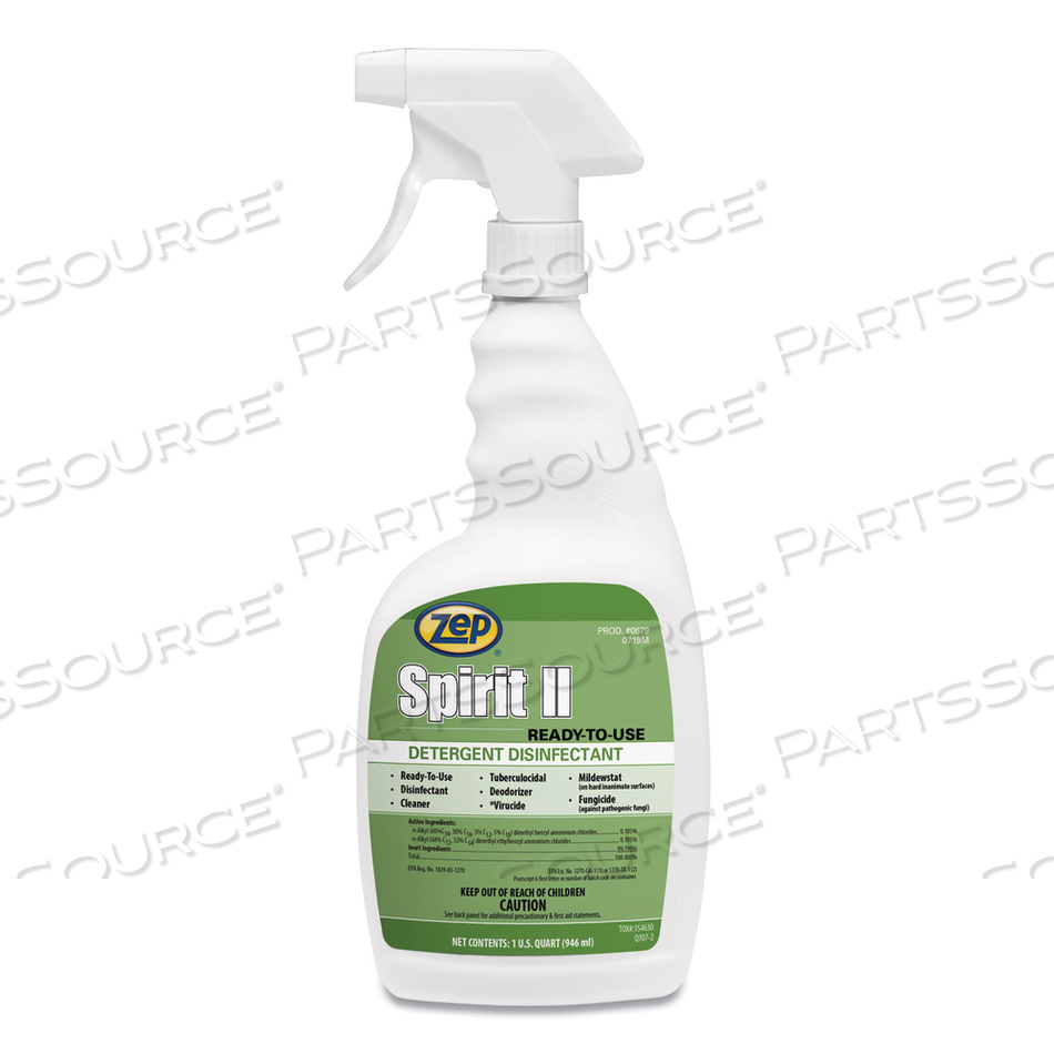 SPIRIT II READY-TO-USE DISINFECTANT, CITRUS SCENT, 32 OZ SPRAY BOTTLE by Zep SPIRIT II READY-TO-USE DISINFECTANT, CITRUS SCENT, 32 OZ SPRAY BOTTLE by Zep