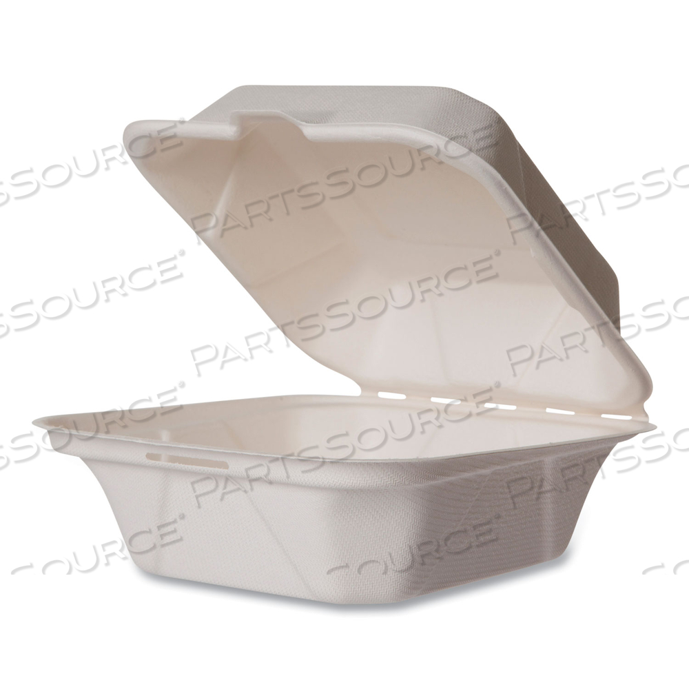 NOURISH MOLDED FIBER TAKEOUT CONTAINERS, 5.9 X 5.9 X 2.9, WHITE, SUGARCANE, 400/CARTON 