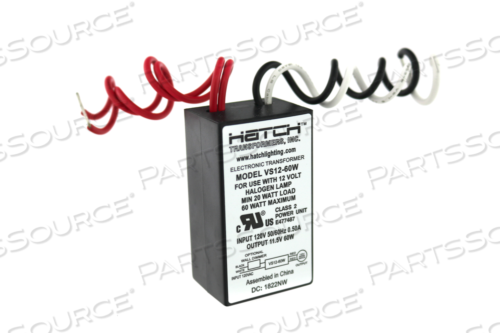 12VAC 5.2A 60W BLACK DIMMABLE ELECTRONIC ENCAPSULATED TRANSFORMER FOR 12V HALOGEN LAMP by Approved Vendor