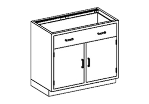 BASE CABINET 35"W X 35 3/4"H X 22"D W/(1) S/S ADJ SHELF W/ DRAWER (1) 1/4-1/2 35" OVER W/(2) HINGED DOORS by Blickman