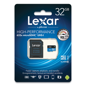 MICROSDHC MEMORY CARD WITH SD ADAPTER, UHS-I U1 CLASS 10, 32 GB by Lexar