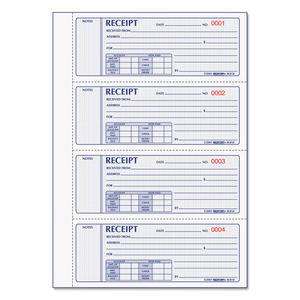 MONEY RECEIPT BOOK, HARDCOVER, THREE-PART CARBONLESS, 7 X 2.75, 4 FORMS/SHEET, 200 FORMS TOTAL by Rediform