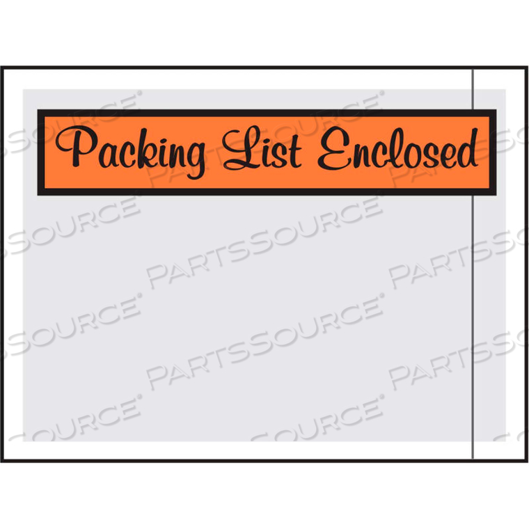 PACKING LIST ENVELOPES - "PACKING LIST ENCLOSED" SCRIPT 4-1/2" X 6" ORANGE - 1000/CASE by Laddawn Products Co