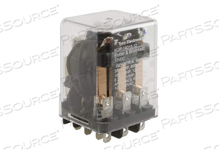 POWER RELAY, 10 A, 12 VDC, 3PDT-NO-NC CONTACT, SOCKET MOUNTING, QUICK CONNECT TERMINATION, -45 TO 95 DEG C, 1.2 W, 35.7 MM X 48.4 MM X 38.9 by TE Connectivity IDENT POWER RELAY, 10 A, 12 VDC, 3PDT-NO-NC CONTACT, SOCKET MOUNTING, QUICK CONNECT TERMINATION, -45 TO 95 DEG C, 1.2 W, 35.7 MM X 48.4 MM X 38.9 by TE Connectivity IDENT