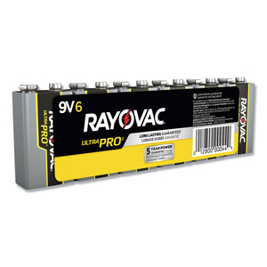 BATTERY, ULTRAPRO, 9V, ALKALINE, 9VDC, 615 MAH (PACK OF 6) by Rayovac