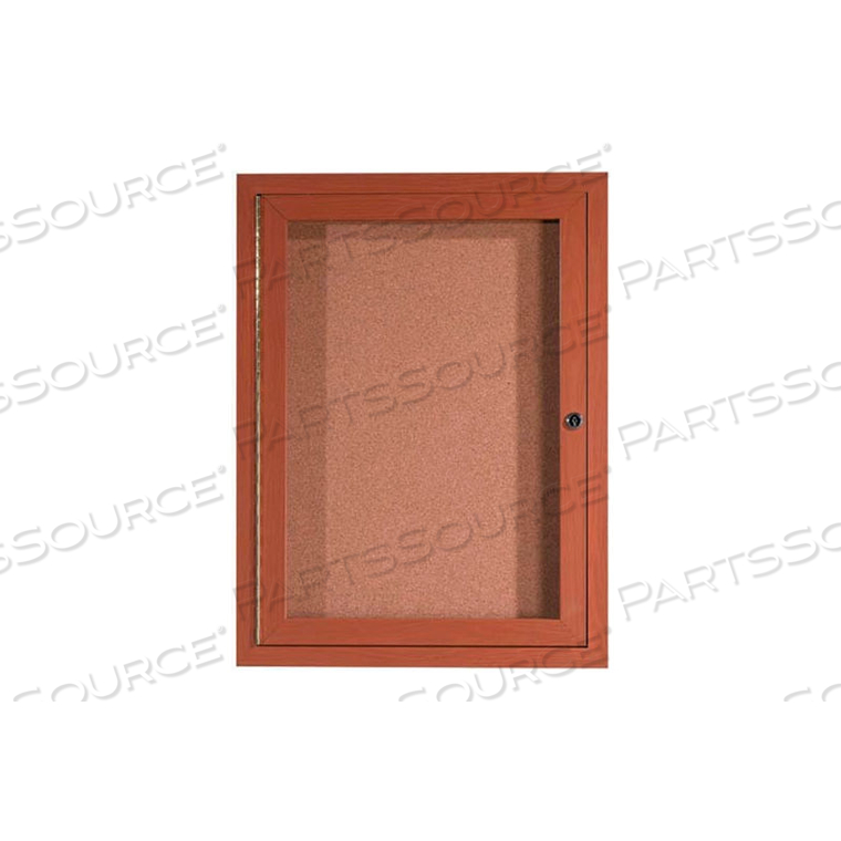 1 DOOR ALUMINUM FRAME WOOD LOOK, OAK ENCLOSED BULLETIN BOARD - 18"W X 24"H 